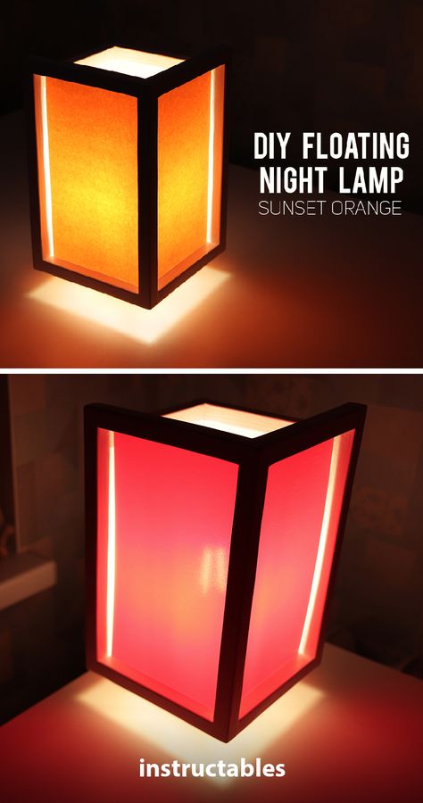 DIY "Floating" Night Lamp #lighting #decor #woodworking Diy Table Lamp, Lamp Shade Frame, Wooden Lampshade, Lampshade Makeover, Rustic Lamp Shades, Diy Lampe, Heat Lamps, Lighting Decor, Diy Lamp Shade