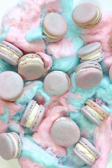 Cotton Candy Macarons Recipe, Cotton Candy Photography, Cotton Candy Macarons, Candy Moodboard, Summer Macarons, Candy Shoot, Christmas Smoothies, French Macaroon Recipes, Candy Photography