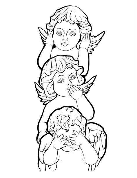 Tattoo Cherub, Cherubim Angels Tattoo, Cherub Tattoo Designs, Angels Tattoo, Angel Y Diablo, Tattoo Angel, Angel Coloring Pages, Cherub Tattoo, Evil Tattoo