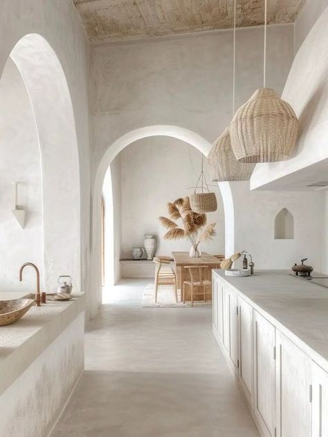 (18) Startseite / X Minimal Mediterranean Interior, Stucco Kitchen, Mediterranean Stairs, Adobe Kitchen, Plaster Kitchen, Mediterranean Minimalist Interior, Modern Mediterranean Homes Interior Design, Modern Mediterranean Interior Design, Spanish Mediterranean Kitchen