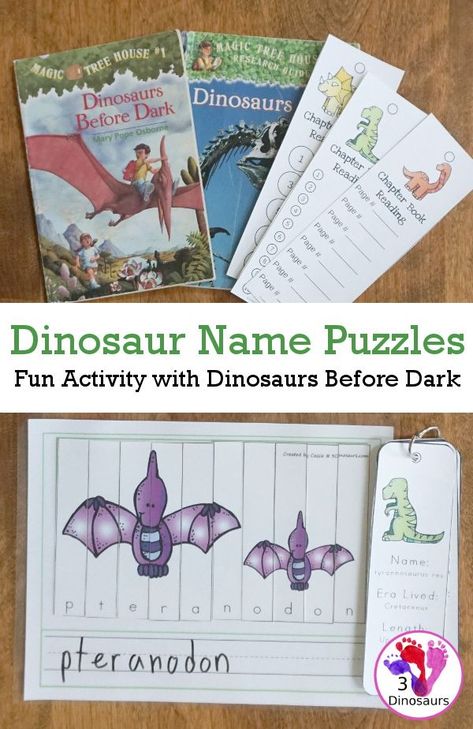 Free Spelling Dinosaurs Names With Dinosaurs Before Dark - a fun way to work on spelling dinosaur names with a fun activity.  #dinosaurs #magictreehouse #spellingactivities #3dinosaurs Dinosaurs Before Dark Activities Free, Dinosaurs Names, Dinosaurs Before Dark, Dinosaur Information, Dinosaur Names, Magic Tree House Books, Spelling For Kids, 3 Dinosaurs, Free Homeschool Printables