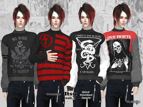 Ranboo Sims 4 Cc, Sims 4 Alternative Cc Male, Sims 4 Cc Punk Clothes Male, Sims 4 Cc Grunge Clothing Male, Sims 4 Grunge Cc Male, Sims 4 Cc Goth, Goth Male, Male Jumper, Mens Grunge