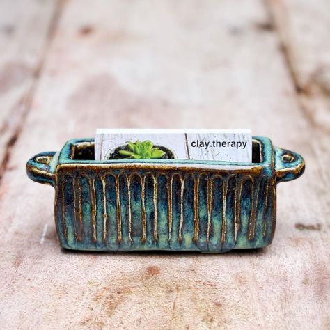 Ceramic Business Card Holder, Clay Card Holder, Pottery Business Card, Clay Therapy, Clay Box, Note Holders, Ceramics Ideas, Functional Pottery, Ceramics Ideas Pottery