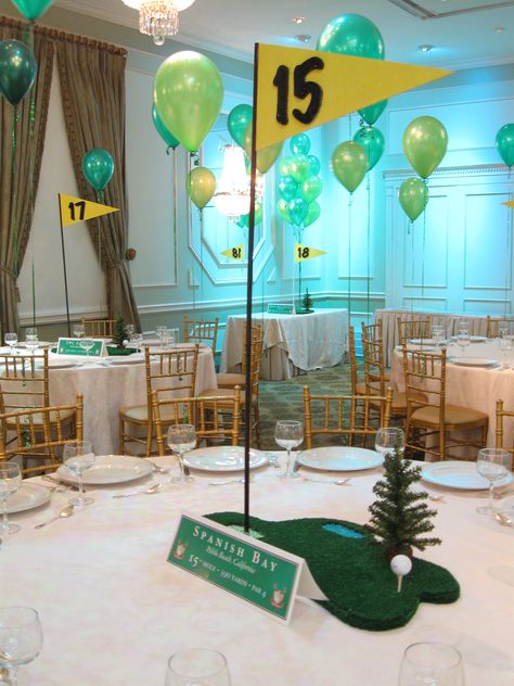 Golf Themed Centerpiece Golfball Crafts, Sports Themed Centerpieces, Golf Tournament Fundraiser, Golf Decorations, Golf Centerpieces, Golf Themed Party, Golf Tournament Ideas, Golf Crafts, Golf Theme Party