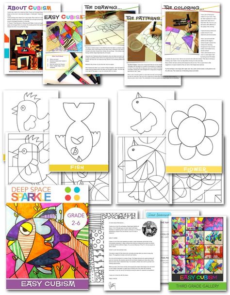 Square 1 Art, Art Sub Lessons, Picasso Cubism, Deep Space Sparkle, Cubist Art, Cubism Art, Art Worksheets, Art Camp, Picasso Art