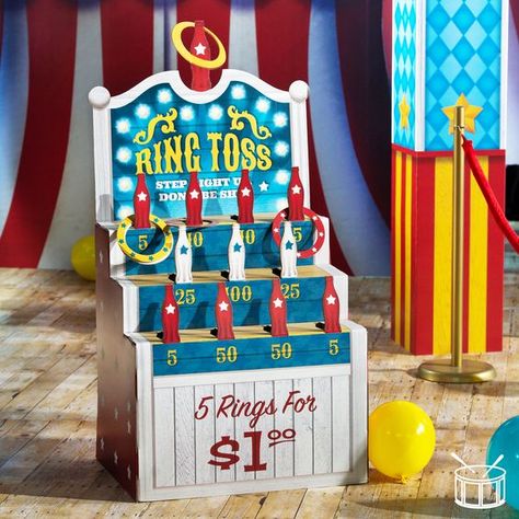 Drinking Game Diy, Circus Birthday Party Theme, Carnival Lights, Carnival Birthday Party Theme, Creepy Carnival, Game Diy, Prom Themes, Ring Toss Game, Carnival Themed Party