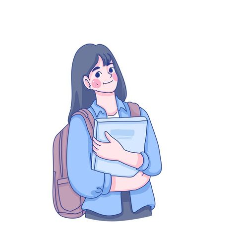 Student girl hold studying book characte... | Premium Vector #Freepik #vector Girl Studying Illustration, Student Cartoon Character Design, Student Drawing Cartoon, Student Illustration School, Girl Studying Drawing, Student Character Design, Professor Illustration, Studying Cartoon, Book Character Illustration