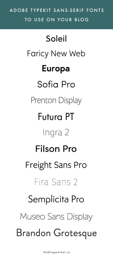 Top Adobe Typekit Sans-Serif Fonts to Use on Your Blog - The Blog Market Best Sans Serif Fonts, Popular Sans Serif Fonts, Font Love, Sans Serif Typography, Top Fonts, Free Commercial Fonts, Popular Fonts, Font Combinations, Font Inspiration