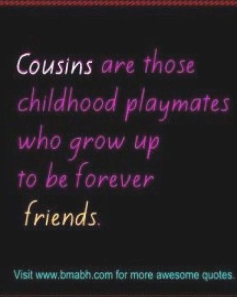 cousin quotes for facebook on  - Cousins are those childhood playmates who grow up to be forever friends #familyquotes #family #quotes #cousins Friendship Day Quotes For Cousins, Cousin Quotes And Sayings, Cousins Forever, Cousin Friendship Quotes, Cousin Friendship, Cousins Quotes, Cousin Day, Eid Quotes, Aunt Quotes