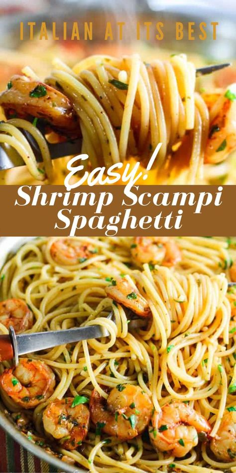 Shrimp Scampi Spaghetti, Eating European, Easy Shrimp Scampi, Italian Pasta Dishes, Best Seafood Recipes, Shrimp Recipes For Dinner, Best Pasta Recipes, Spaghetti Recipe, Healthy Shrimp