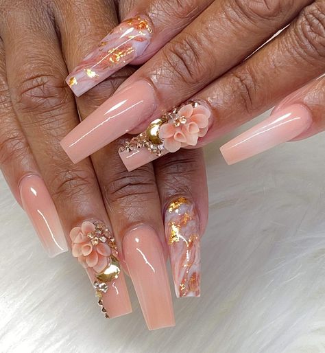 Peach Design Nails, Colourful Acrylic Nails, Ombre Gel Nails, Peach Design, Fantasy Nails, Nude Nail Designs, Ombre Acrylic Nails, Dope Nail Designs, Classy Acrylic Nails