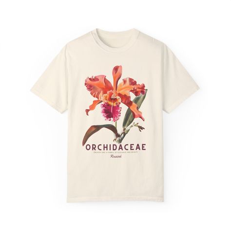 Orchid Tee Vintage Botanical Flower Print on White Cotton Tee by RouxInk on Etsy Botanical Flowers Print, Unique Flower, Unique Flowers, Vintage Botanical, Botanical Flowers, Dyed Fabric, Soft White, Personalized T Shirts, Flower Print