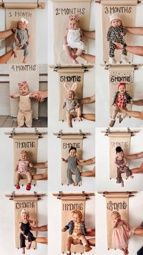 Baby Milestones Pictures, One Month Baby, Idee Babyshower, Monthly Baby Pictures, Baby Milestone Photos, Baby Fotografie, Monthly Baby Photos, Newborn Baby Photoshoot, Baby Monthly Milestones