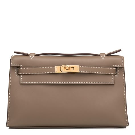 #Hermes Mini #Kelly Pochette Etoupe Swift Gold Hardware #Clutch #Bag Hermes Pochette, Hermes Etoupe, Men Handbag, Hermes Clutch, Handbags Australia, Kelly Pochette, Mini Kelly, Oversized Bag, Hermes Men