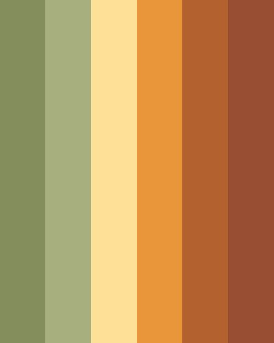 Seeing Eye to Eye Vegan Color Palette, Yellow Pallet Colour Palettes, Brown Complimentary Colors, Green Orange Color Palette, Sun Color Palette, Sunshine City, Vintage Colour Palette, Eye To Eye, Orange Color Palettes