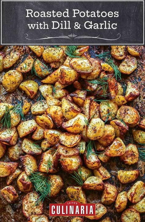 Diced Potatoes In Oven, Baked Diced Potatoes, Potatoes With Dill, Roasted Red Cabbage, Root Vegetables Recipes, Rosh Hashanah Recipes, Dill Potatoes, Dill Recipes, Potatoes In Oven