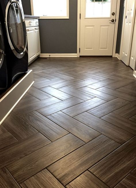 Bedroom Floor Tiles, Modern Floor Tiles, Laundry Room Tile, Herringbone Tile Floors, Floor Tiles Design, Wood Floor Design, Herringbone Wood Floor, Wood Tile Floors, Wooden Tile