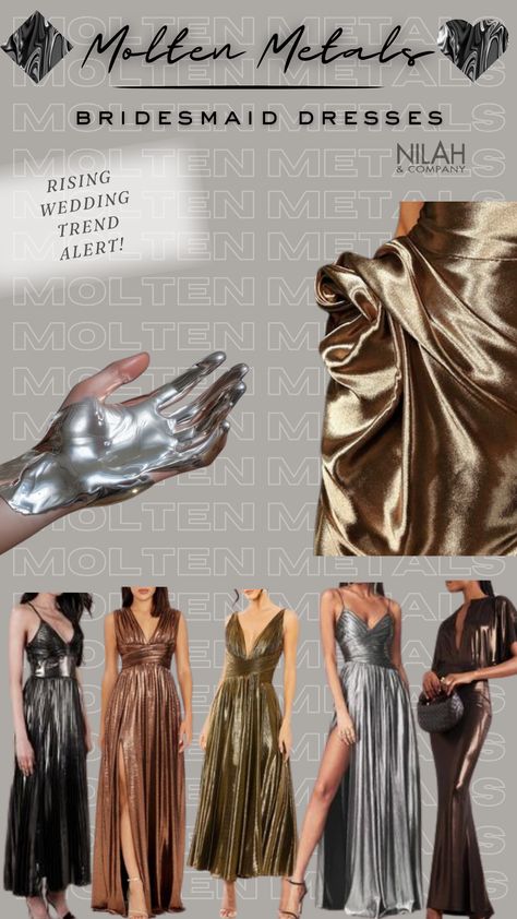 Dreamy Bridesmaid Dress Scheme Chrome Bridesmaid Dresses, Mixed Metals Bridesmaid Dresses, Molten Metal Bridesmaids, Mixed Metal Bridesmaid Dresses, Gem Bridesmaid Dresses, Silver And Gold Bridesmaid Dresses, Old Money Bridesmaids, Molten Metals Bridesmaids, Metallic Bridesmaid Dresses Mixed