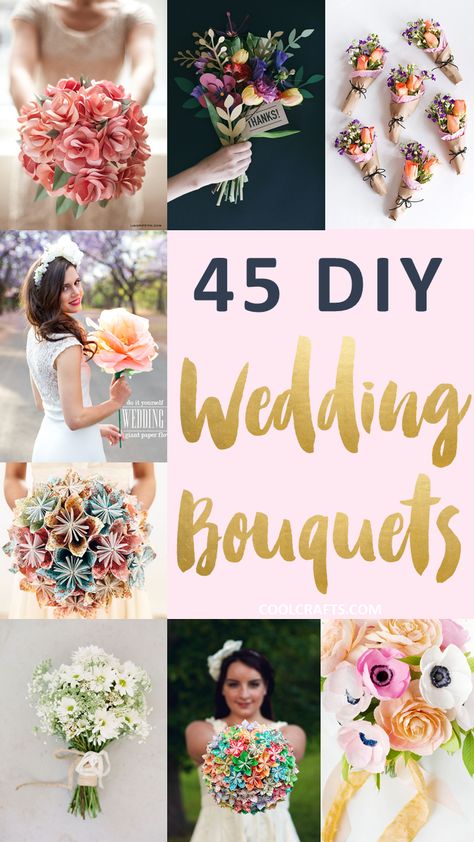 Artificial Flower Bouquets Wedding, Fun Wedding Bouquets, Bouquet Styles Shape, Flower Ideas For Weddings, Non Traditional Wedding Bouquet, Diy Wedding Bouquet Real Flowers, Diy Bridal Bouquet Fake Flowers, Homemade Wedding Flowers, Fleur Cricut