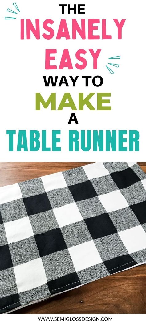 Sewing a table runner is easier than you think! This easy table runner is a great sewing project for beginners! If you can sew a straight line, you can make this fabric runner! Table Runners Diy Easy, Simple Table Runner, Easy Table Runner, Diy Table Runner, Unique Sewing Projects, Simple Sewing Tutorial, Fabric Runner, Easy Table, Table Runner Tutorial