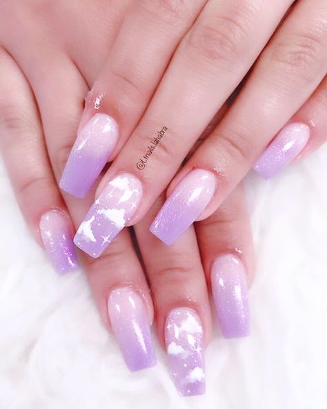 Purple Cloud Nails, Comic Book Nails, Cloud Nails, Birthday Nail, Daily Nails, Nails Arts, Anime Nails, Aesthetic Nails, Cute Nail Art Designs