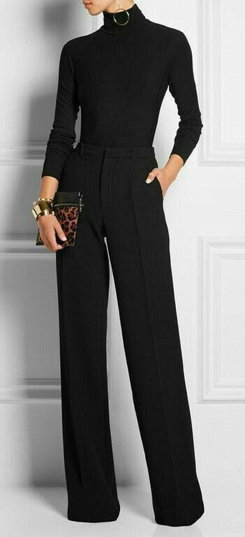 Black Turtleneck Outfit, Turtleneck Sweater Outfit, Winter Purses, Job Interview Outfit, Work Outfit Office, Turtleneck Outfit, Outfit Chic, Black Outfits, Pants Outfits