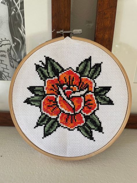 American Traditional Rose Tattoo Cross Stitch PATTERN - Etsy UK American Traditional Rose Tattoo, Traditional Tattoo Cross, American Traditional Rose, Traditional Rose Tattoo, Tattoo Cross, Traditional Rose, Traditional Roses, Easy Cross Stitch Patterns, Nitty Gritty