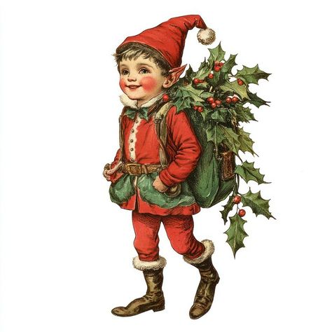 Elf Illustration, Christmas People, Christmas Cutouts, People Png, Christmas Apparel, Elf Art, Santa Elf, Vintage Elements, Christmas Shows