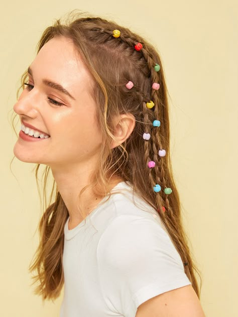 Indie Hairstyle, Hair Snap, Indie Hair, Pigtail Hairstyles, 90s Hairstyles, Hair Strand, Kids Hair Accessories, Hair Beads, Grunge Hair