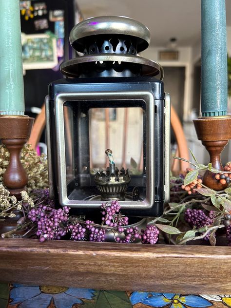 Kerosene Lantern, Everyday Decor, Kerosene, Nov 1, Black And Brass, Candle Lanterns, Vintage Finds, Home Fragrances, Candle Decor