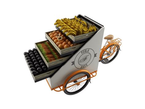 Vending Bike (Tricycle) - Mobile Vending Cart for food and beverages Food Carts For Sale, Cycling Food, Vending Cart, Bike Coffee, Food Bike, Strawberry Tower, Bike Food, Business Diary, Bike Cart