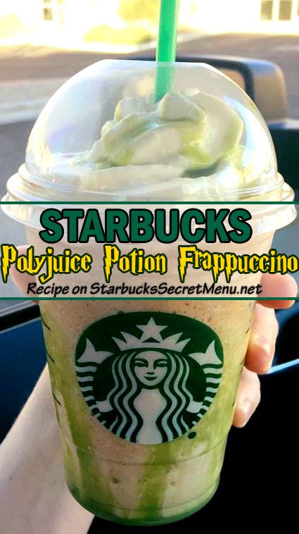 Starbucks Polyjuice Potion Frappuccino | Harry Potter Frappuccino Starbucks Secret Menu, Low Carb Starbucks Drinks, Harry Potter Drinks, Frappuccino Starbucks, Starbucks Hacks, Starbucks Secret Menu Recipes, Starbucks Tea, Star Bucks, Potions Recipes