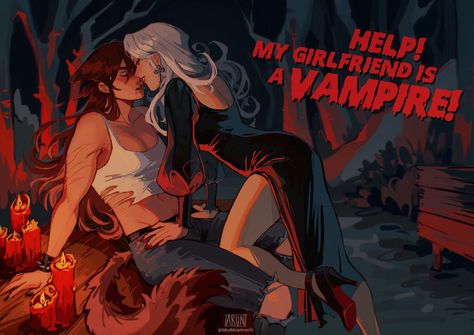 bbybluemochi on Tumblr Vampire Werewolf, Werewolf Girl, Female Vampire, Vampires And Werewolves, Lesbian Art, Vampire Art, Lgbt Art, Queer Art, My Girlfriend