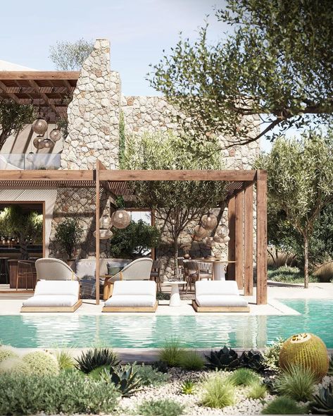 Slow living culture | Welcome to “Borgo Paparany,” a serene retreat nestled in the heart of nature. This perfect blend of rustic charm and modern luxury offers… | Instagram Luxury Outdoor Pool, Pool House Cabana, Boutique Hotels Design, Aesthetic Interior Design, Outdoor Pool Area, Aesthetic Architecture, Aesthetic Interior, Peace And Serenity, Mediterranean Architecture