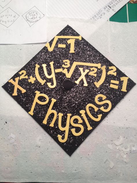 physics themed grad cap ★·.·´¯`·.·★ follow @motivation2study for daily inspiration Physics Graduation Cap, Science Graduation Cap, Graduation Cap Designs College, College Physics, College Grad Cap Ideas, Graduation Party Themes, Grad Cap Designs, Graduation Hat, Happy Thanksgiving Quotes