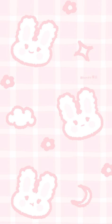 not mine! I only turned it pink Cute Rabbit Cartoon Wallpaper Pink, Cute Phone Wallpapers Aesthetic Pink, Pink Bunny Aesthetic Wallpaper, Cute Pink Bunny Wallpaper, Pink Bunny Background, Pink Kawaii Wallpaper Pastel, Cute Pink Background Kawaii, Cute Soft Pink Wallpaper, Cute Kawaii Wallpaper Pink