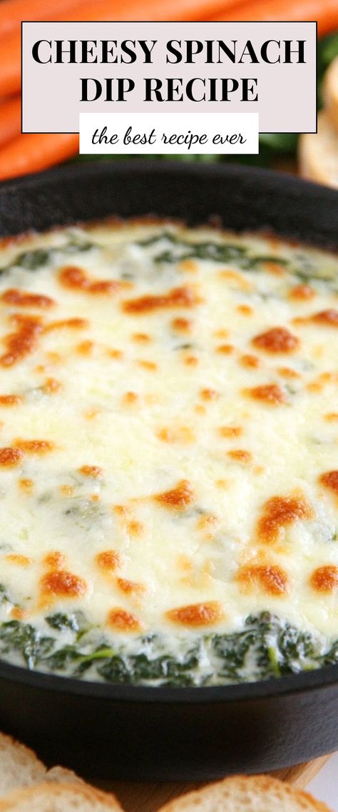 Image for Cheesy Spinach Dip Recipe Spinach Dip Recipe With Fresh Spinach, Fresh Spinach Dip Easy, Home Made Spinach Dip Recipes, Fresh Spinach Dip Recipe, Spinach Dip Hot Easy, Quick Spinach Dip, Cajun Spinach Dip, Spinach Dip Crock Pot Easy, Dip Night Ideas Savory