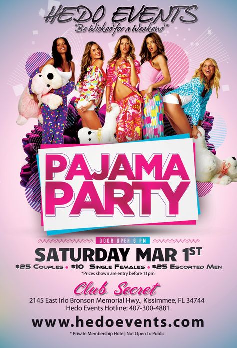 Pajama Party Flyer, Friends Always, Fun Lifestyle, Night Pajama, Pyjama Party, Florida Lifestyle, School Night, Lingerie Party, Entertainment Area