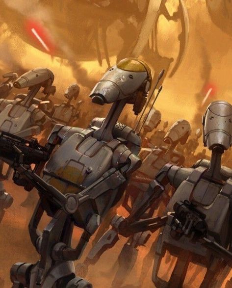 Clone Wars Battle Droids, Clone Wars Battle Art, Droid Army Star Wars, Battle Droid Star Wars, Star Wars Battle Droid Art, Cis Star Wars, Separatist Droids, Droids Star Wars, B1 Battle Droid