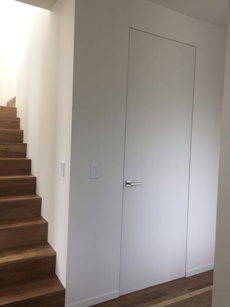 Frameless Interior Door, Frameless Doors, Frameless Interior Doors, Invisible Frame Interior Door, Frameless Doors Interior, Staircase Door, Pocket Door Low Profile, Minimal Door Frame, Minimal Door