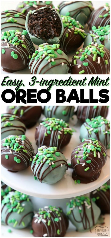 Green Cookies, Oreo Torte, Oreo Balls Recipe, Mint Desserts, Truffles Chocolate, Oreo Desserts, Mint Oreo, Oreo Balls, St Patricks Day Food