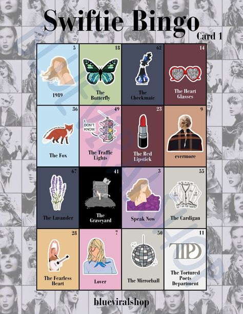 Swiftie Bingo / Lotería Swiftie | Taylor Swift Party Taylor Swift Bingo, Free Printable Bingo Cards, Free Bingo Cards, Swift Party, Bingo Template, Printable Board Games, Bingo Set, Taylor Swift Party, Taylor Swift Birthday