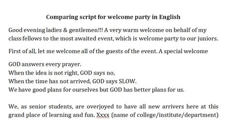 College Function Welcome Party Compering Script in English ~ Student Teacher Centre Anchoring Script In English For College, Anchoring Script In English, Labour's Day, Welcome Speech, Anchoring Script, English Student, Freshers Party, Educational Tips, Happy Marriage Anniversary