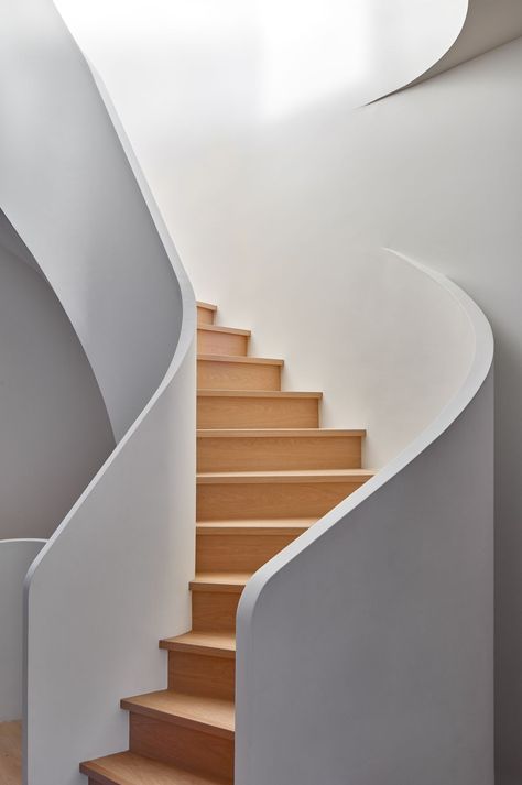 The Spiral Staircase Is Getting a New Twist - WSJ Enclosed Spiral Staircase, Spiral Staircase Ideas, Staircase Spiral, U Shaped Stairs, Winder Stairs, Spiral Stairs Design, Stair Ideas, Spiral Stair, Spiral Staircases