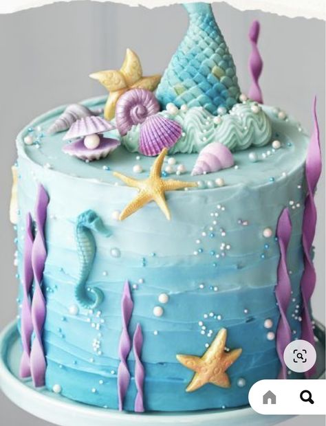 3d Mermaid Cake, Seahorse Cake, Mermaid Cake 1 Tier, Cake Sea Ocean, Under The Sea Fondant Cake, Ocean Theme Fondant Cake, Ocean Birthday Cakes, Toddler Birthday Cakes, Cake Competition