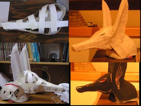 Anubis Mask by ~Delvennerim on deviantART Anubis Costume, Anubis Mask, Egyptian Halloween, Egypt Crafts, Egyptian Party, Egyptian Mummies, Halloween Mummy, Mask Halloween, Cosplay Tutorial