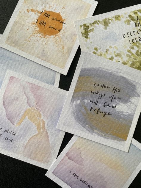 Watercolor Affirmation Cards, Watercolor Word Art, Watercolor Quote Art, Watercolor Verses, Christian Watercolor Paintings, Encouraging Artwork, Watercolor Poetry, Diy Affirmation Cards, Metaphor Art