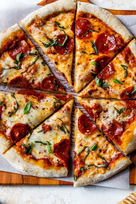 Hot Honey Pizza Hot Honey Pizza, Crispy Pepperoni, Honey Pizza, Well Plated, Sweet Pizza, Holiday Meal Planning, Wheat Pizza Dough, Pizza Salad, Italian Chopped Salad