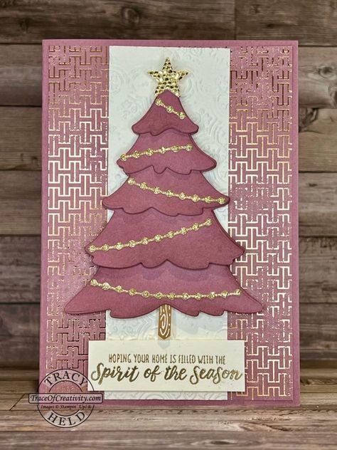 Su Celebrate The Miracle, Stampin Up Merriest Trees, Merriest Trees Stampin Up Cards, Merriest Moments, Create Christmas Cards, Stamped Christmas Cards, Tree Stamp, Homemade Christmas Cards, Stampin Up Christmas Cards