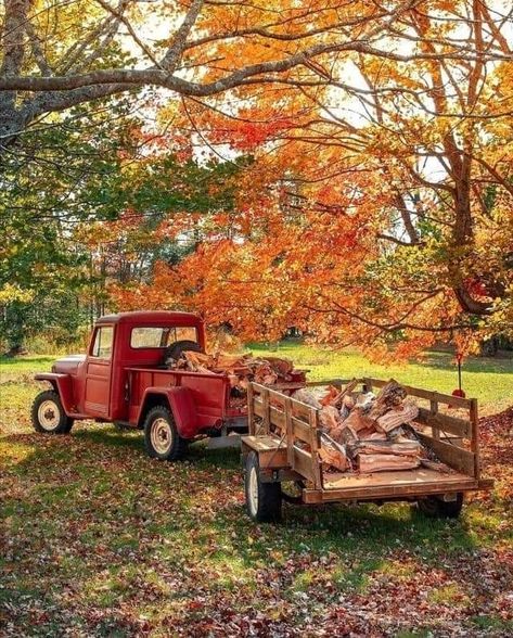 Autumn Farm, Autumn Scenes, Autumn Scenery, Autumn Beauty, Fall Pictures, Autumn Cozy, Fall Favorites, Red Truck, Autumn Aesthetic